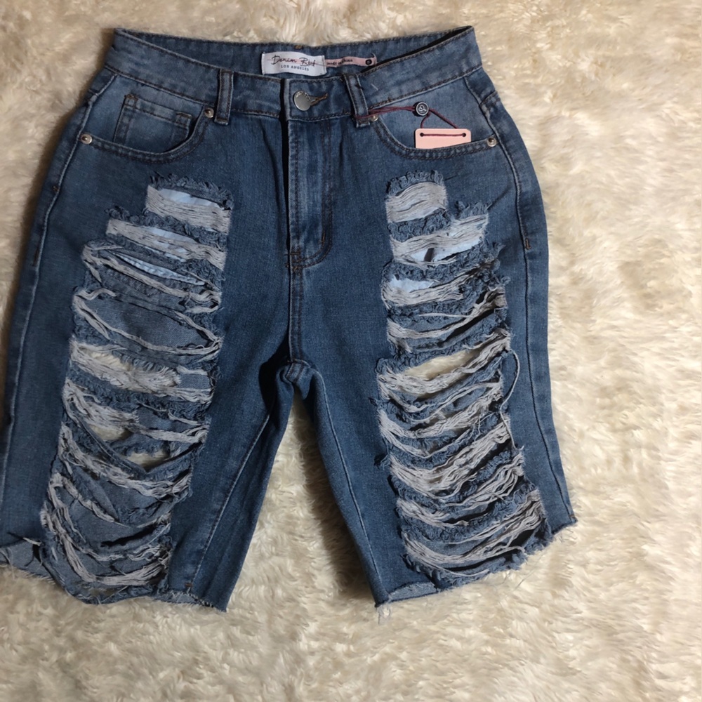 Distressed Denim Shorts - Picture 1 of 5